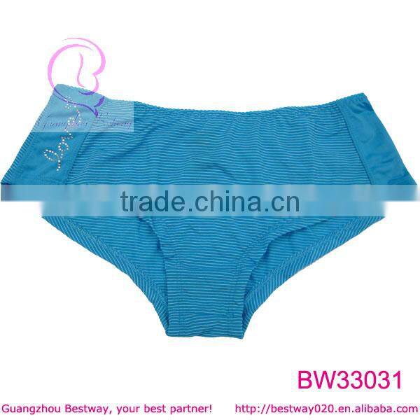 Hot sexy blue hipster panty sexy costume striped panty with rhinestone