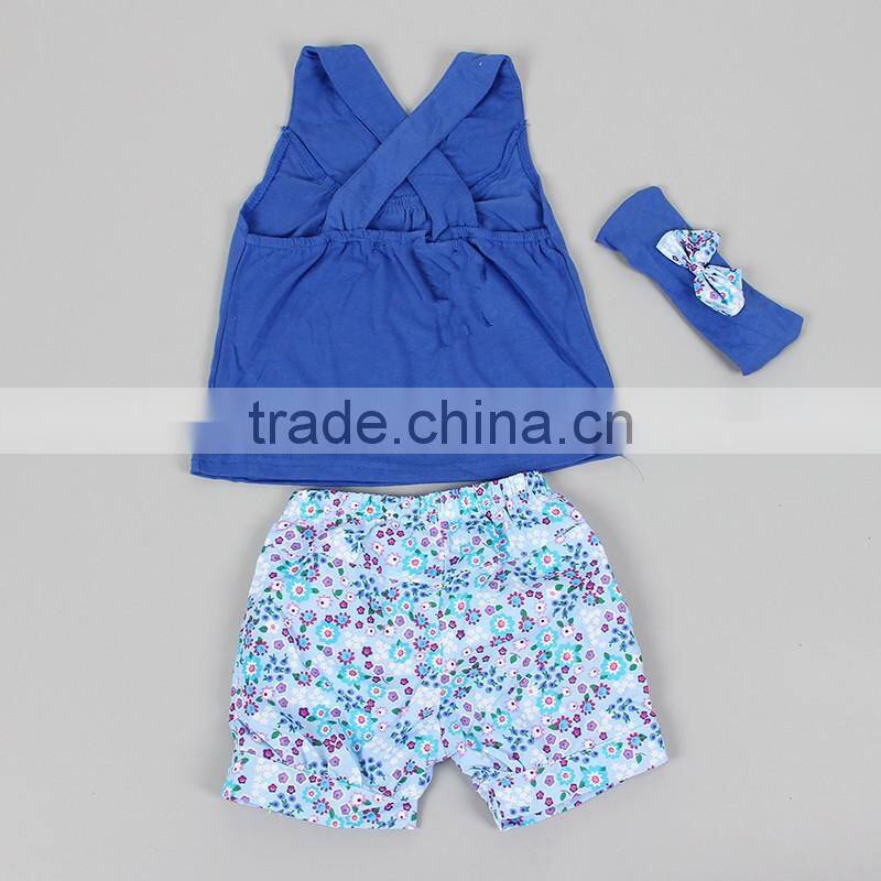 Wholesale children boutique Sleeveless embroider baby clothing of 100% cotton Baby clothing suit