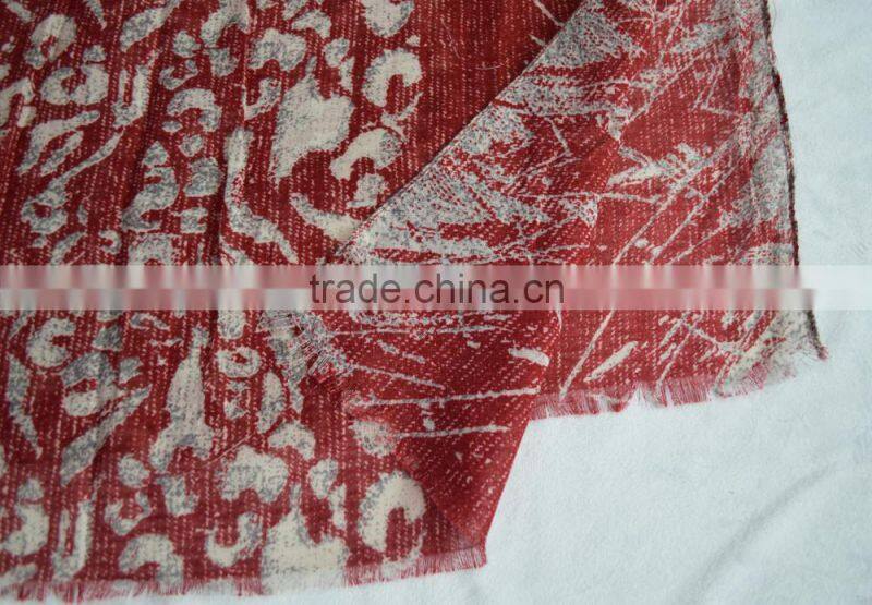 Fashion hot stylish lady jacquard leopard soft 100%viscose winter scarf