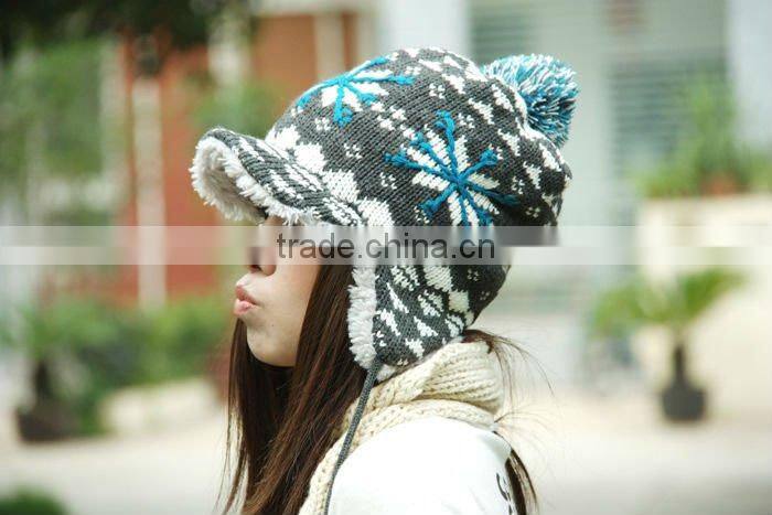 2016 new fashion winter warm soft double layer knitted ladies hats majored factory