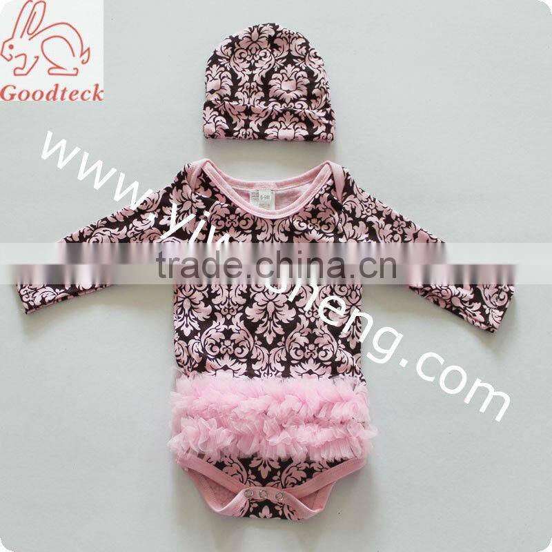 toddler black and white damask cotton baby hat