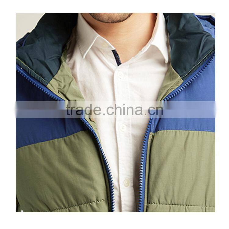 Hot Design Men'S Contrast Color Fashion Hoody Padded Quilting Jacket For Sale