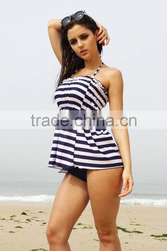 Fashion Cross Stripe Bikini Padded Beach Push Up 3-piece Swimsuit Women SV000503