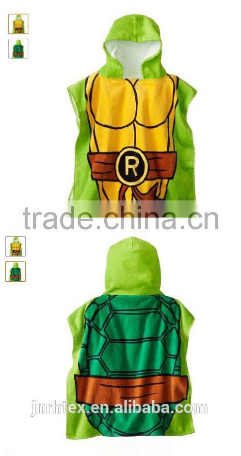 Kids hooded towel poncho beach towel with pattern