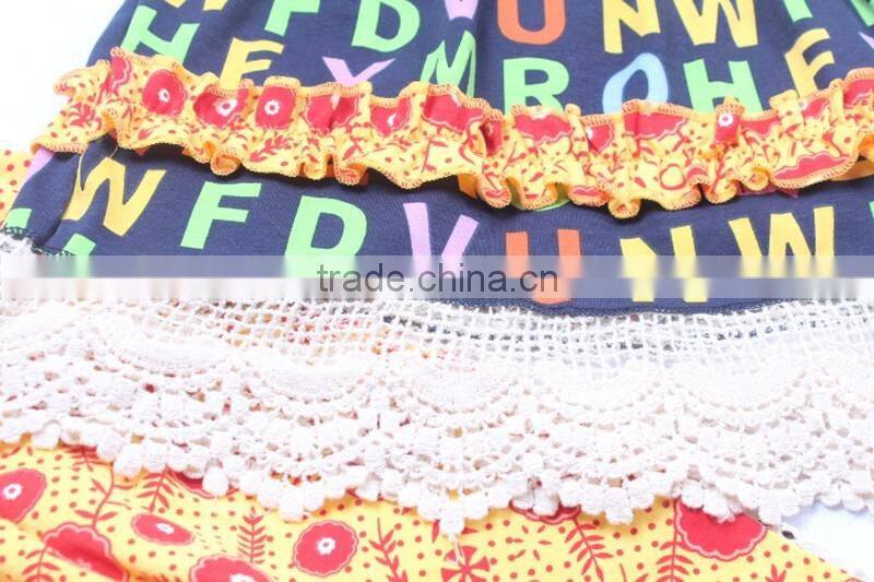 Letter Lace Sleeve Top Dress And Tight Pants Spring Autumn Clothing Set for Girls LBYTZ001-32