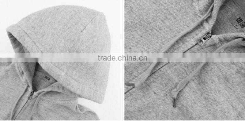 High Quality Custom Plain Hood Zipper Up Cotton Sweatshirt Coat