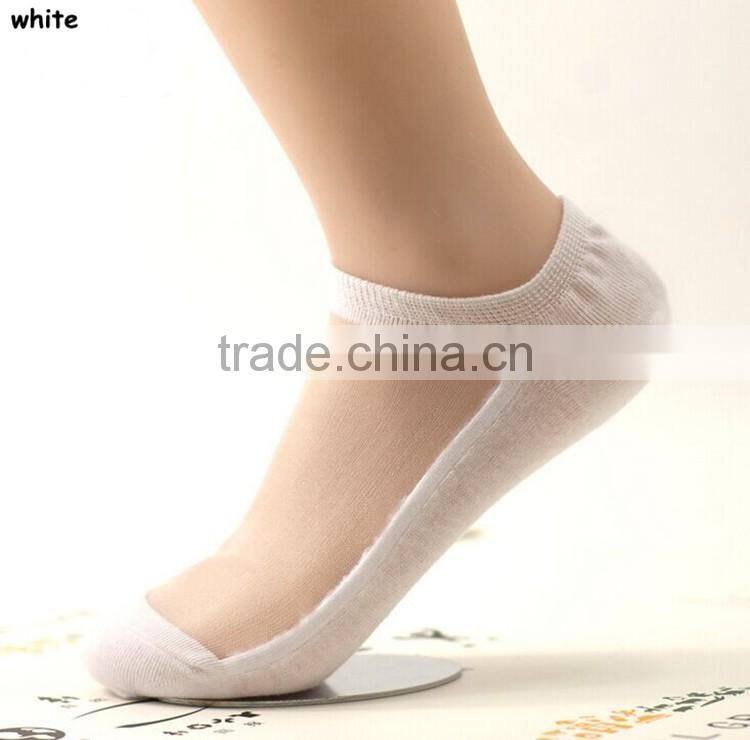 Women Lace Ankle Sock Soft Comfy Sheer Silk Cotton Elastic Mesh Knit Trim Transparent Ankle Socks
