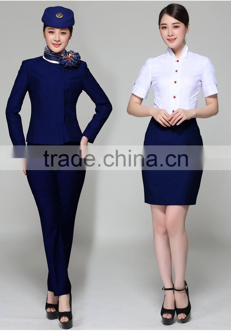 Juqian Custom Women Suits Airline Stewardess Uniform/factory price air hostess costume uniform/ air stewardess uniform