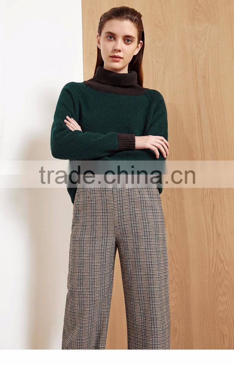 women green color turtleneck sweater 2017 fashion style lady pullover sweater