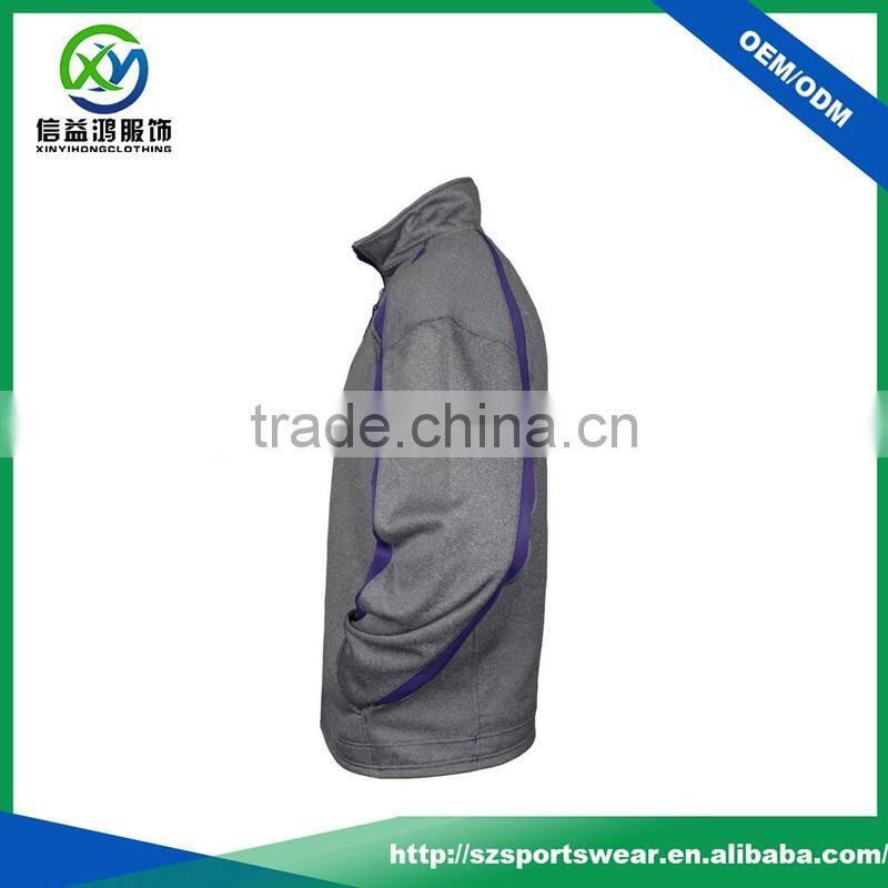 OEM Polyester Spandex Quarter Contrast Zip 2 Side Pockets Men Windbreaker Pullover Jacket
