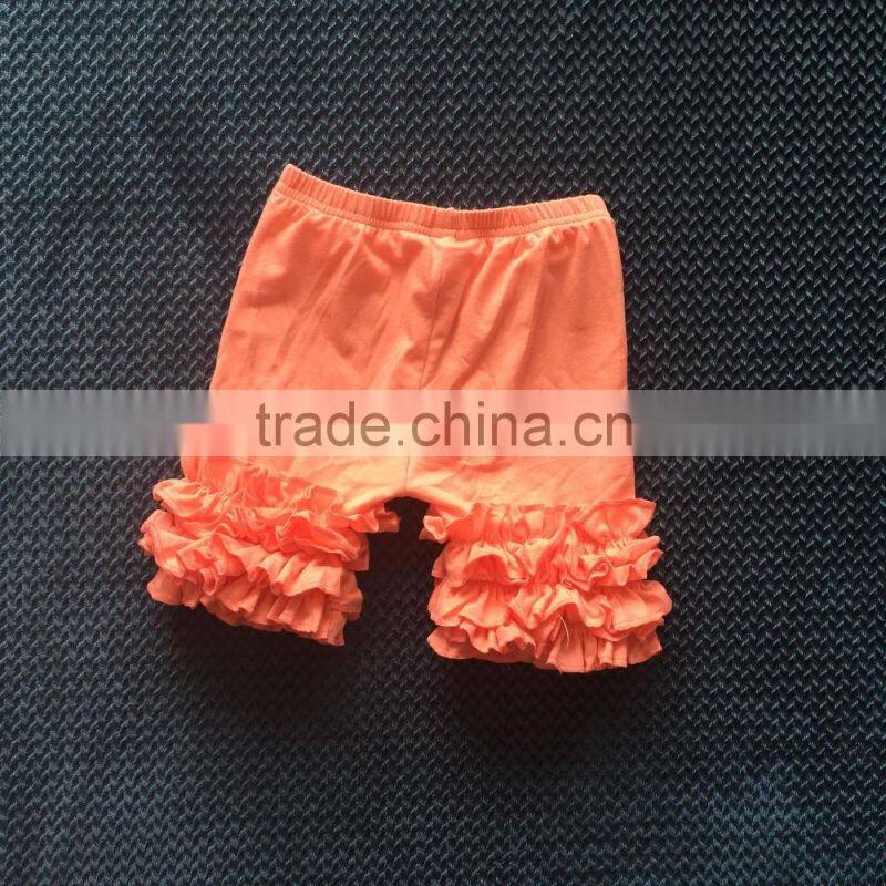 Handmade soft wholesale baby girls light purple colors triple ruffled legging pants kids trousers child pants XF-264