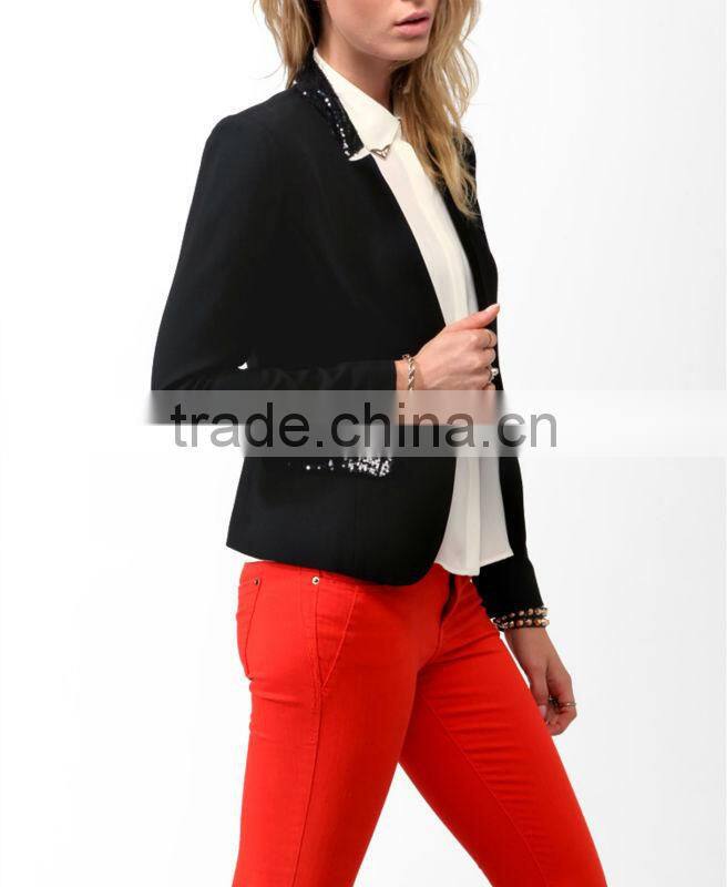 Sequined Reversed Lapel Blazer
