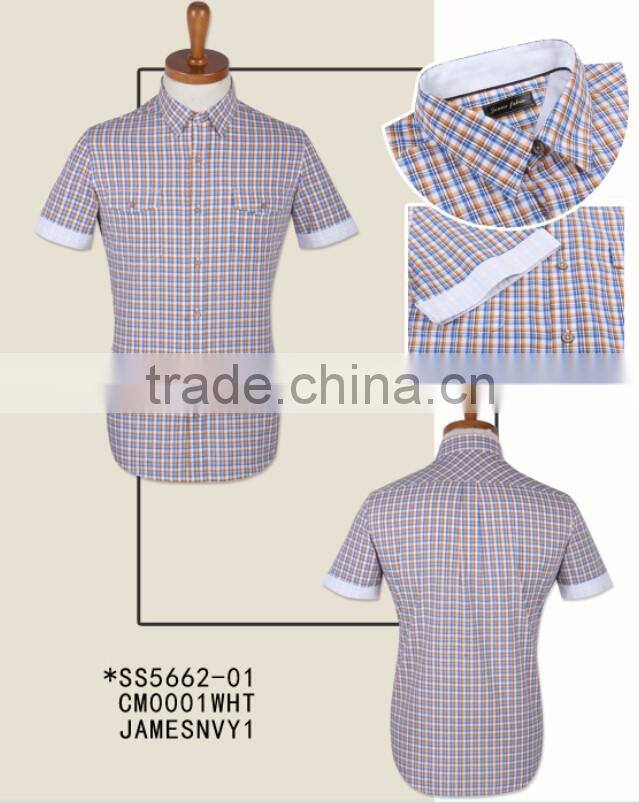 100% cotton checked slim fit summer shirts for men