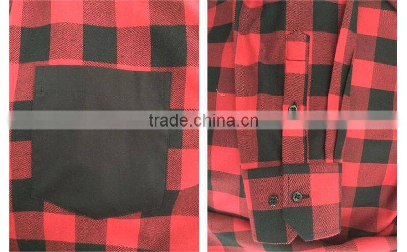 latest design Twill checked with contrast pocket casual men's shirt