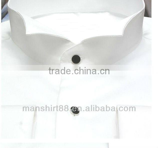 2017 Elegant design wing collar French cuff white tuxedo dress shirt