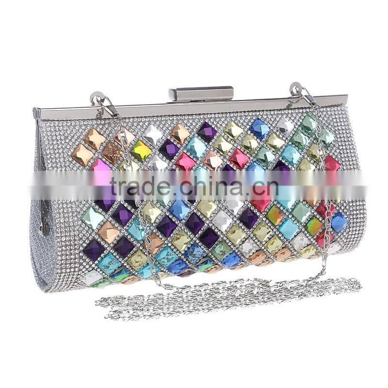 colorful rhinostone fancy clutch bag / women new design purse Evening handbag Gorgeous Bridal Wedding Purse Party bag Handbag