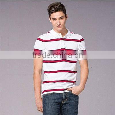Contrast color stripe cotton Polo T-shirts