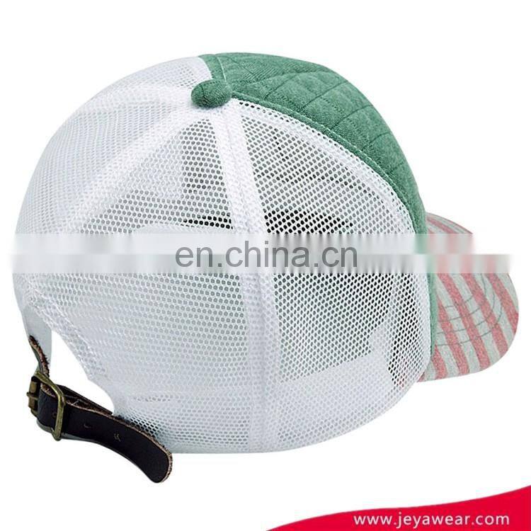 2017New fresh custom high quality spandex mesh trucker cap hat snapback cap with washed broken brim
