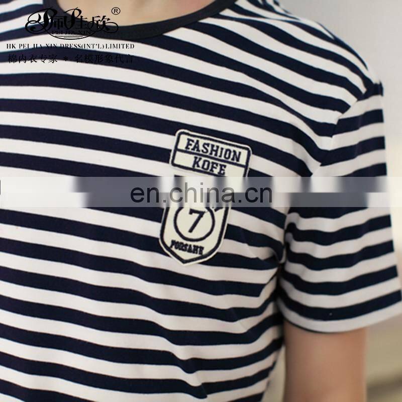 Peijiaxin Latest Design Cotton Man China Plain Wholesale Striped T-shirt