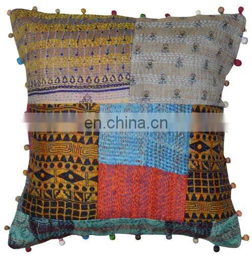 Patchwork Kantha Cushion Cover Home Decorative Kantha Pillow Cover