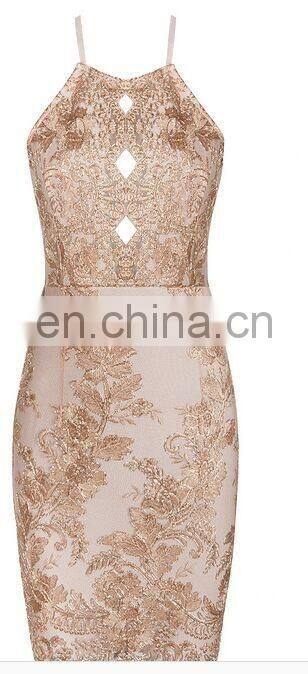 Amigo 2017 new designer sex Embroidery lace strap cut out bandage dress elegant midi evening dresses for women party wear