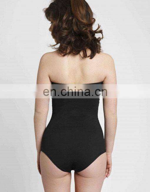 Black one piece swimsuit strapless swimsuit - cat swimsuit - retro bath
