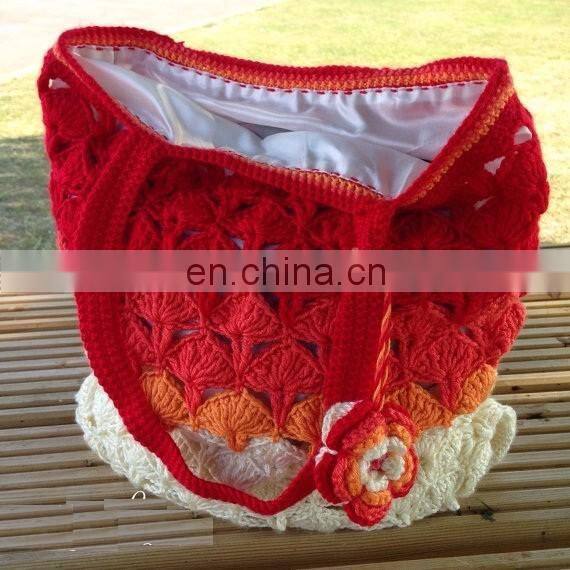 White Flower Handbag, Crochet Handbag, Handmade Colorful Handbag