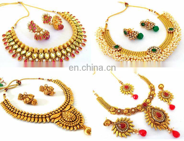 Kundan Pendant set-Indian bollywood Fashion Jewelry-wholesale Imitation Jewelry-party wear Jewellery