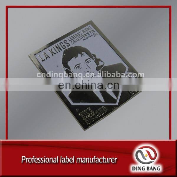 OEM Factory Bag Decoration Use And Metal Clip On Back Promotion Square Shape Custom Company Logo Metal Label