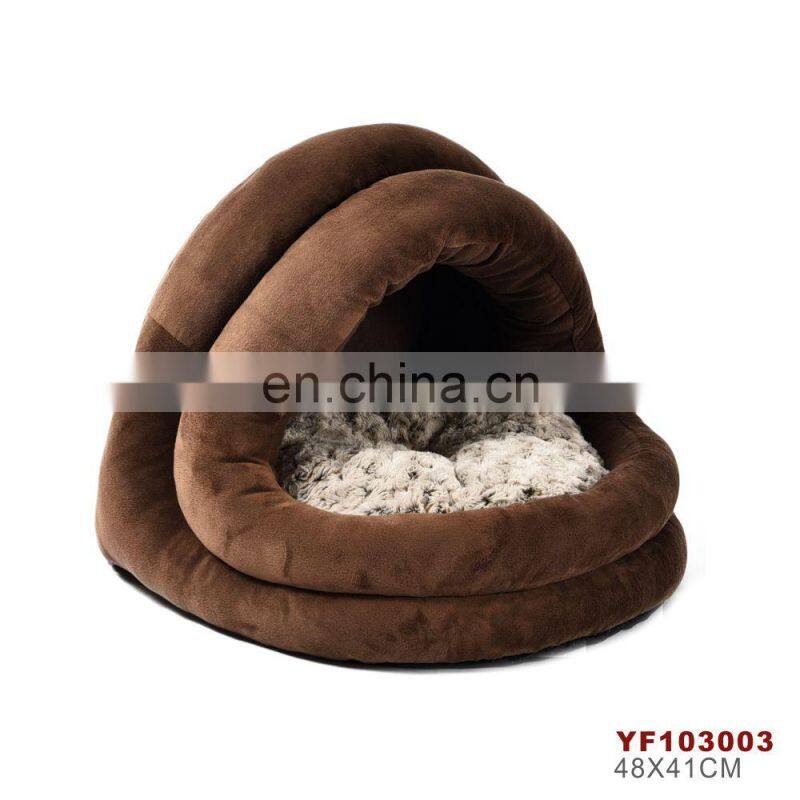 Wholesale Customized luxury faux suede fabric and pv fleece cat cave bed