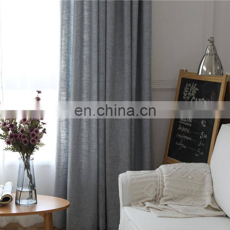 Polyester linen look semi-blackout simple solid color plain curtain fabric