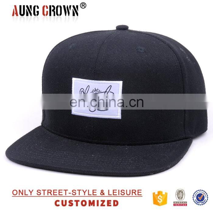 Custom blank woven label cap snap back hat