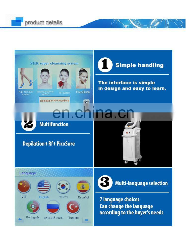 Hot selling q-switched nd yag laser  tattoo removal RF  DPL hair removal for women
