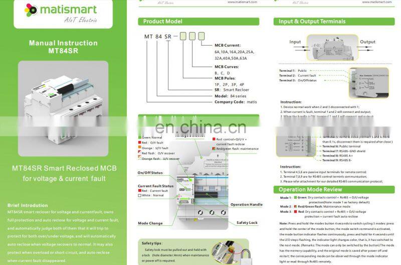 MT84SR over under voltage protection automatic recloser with 1P C25 mcb