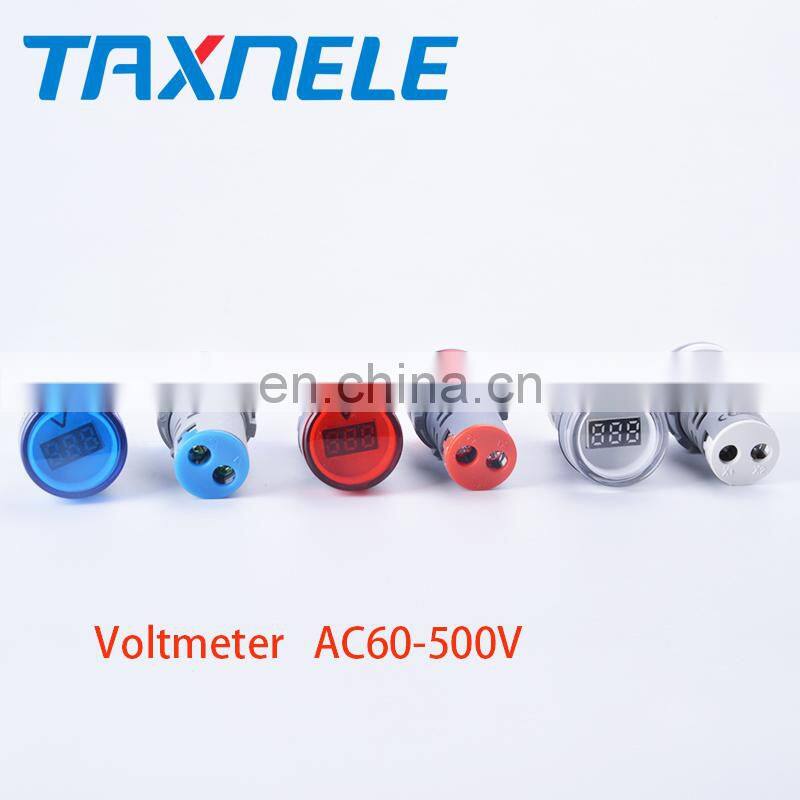 22MM digital AC Voltmeter 60-500V red green yellow blue voltage meter AD16 Digital display Indicator lamp, Mini Single Led Light