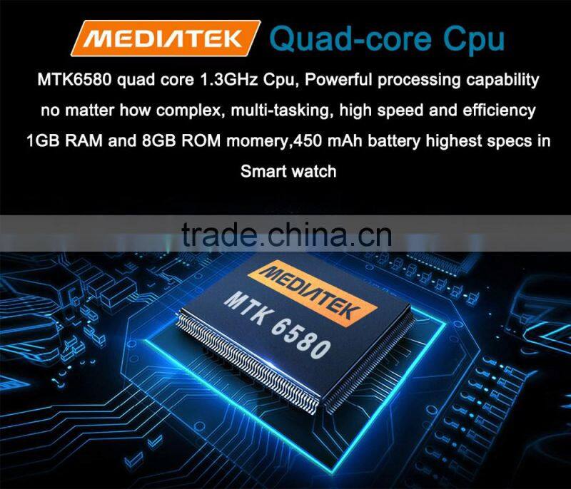 New arrival android smart watch 2016 GPS smart watch D6 android 5.1 mtk680 quad core wifi 3G smartwatch d6.