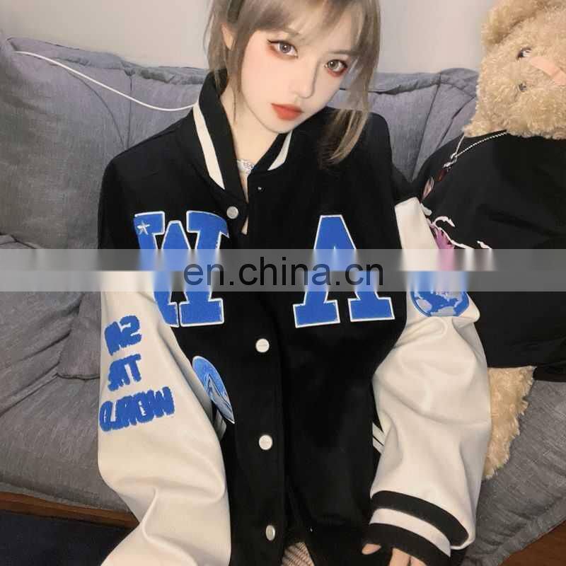 2021 new autumn American baseball uniform jacket women's ins ice cube loose jacket couple jacket