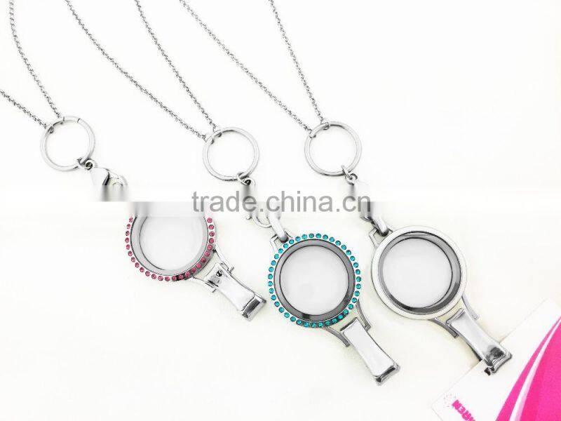 (LL002) 40% off!! 30mm fusia fuchsia hot pink crystal lanyard ID holder