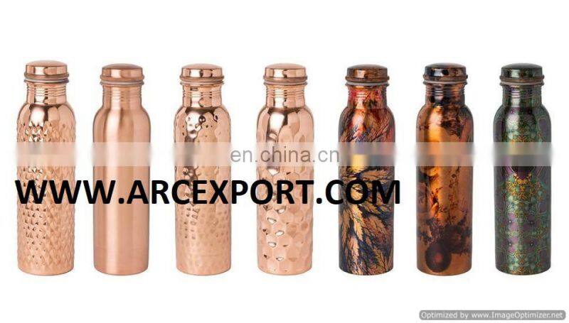 flower printed copper bottle