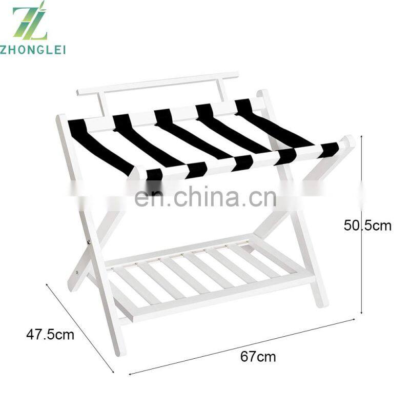 Wall Saver Wood Folding baggage Rack with Shelf (White Wall Saver)