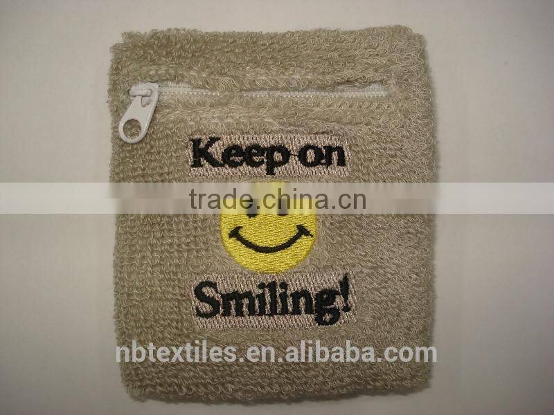 Cotton terry cloth wristband with emb. logo