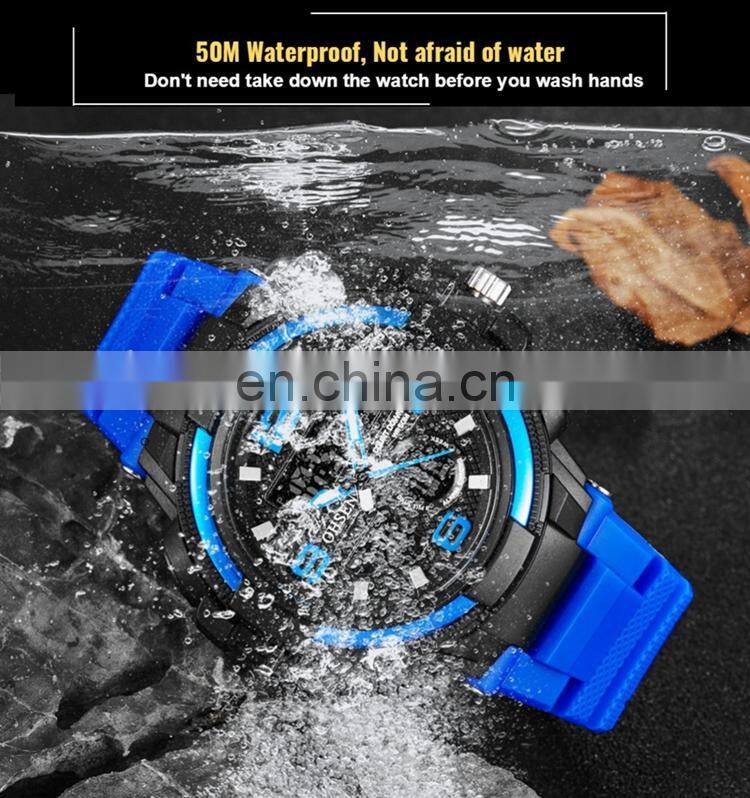 OHSEN AD1902 Men Analog Digital Watches Silicone Strap Chronograph Stopwatch Water resist Sport Watch