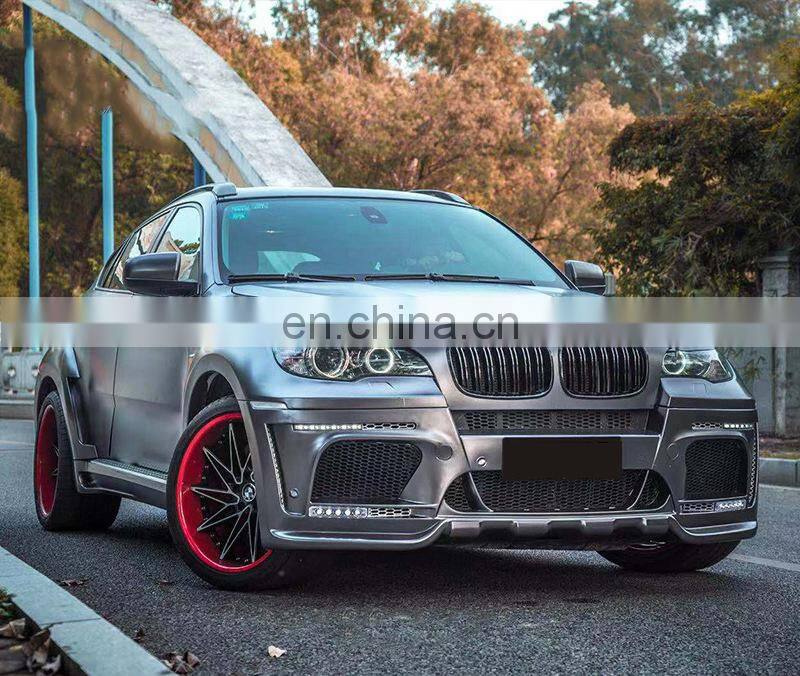 Runde Haman Style Front Bumper Grille Rear Bumper Side Skirt Rear Lip Fender Exhaust Upgrade E71 For 08-17 BMW X6 Body Kit