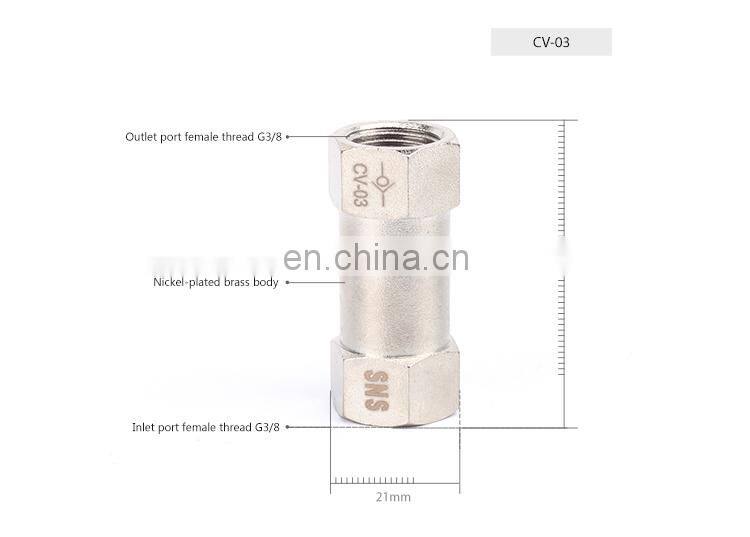 New design SNS CV Series Nickel-Plated Brass Check Valve screw thread One Way Non Return Valve