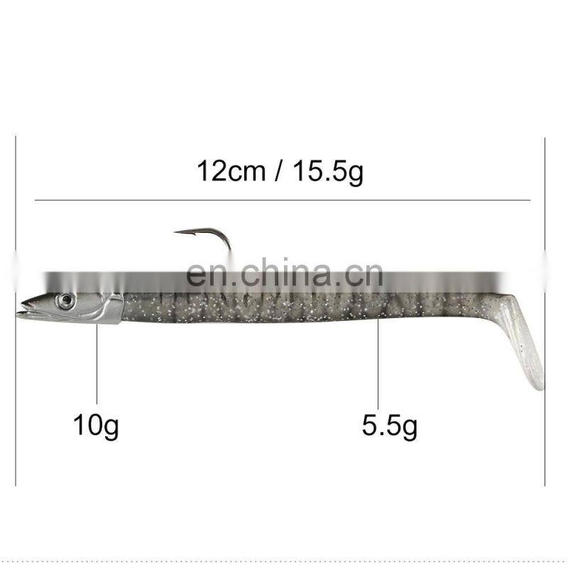 JOHNCOO Double Colours 12cm 15.5g Jig Fish Head Sinking Fishing Lure Vivid Body Jigging Soft Bait