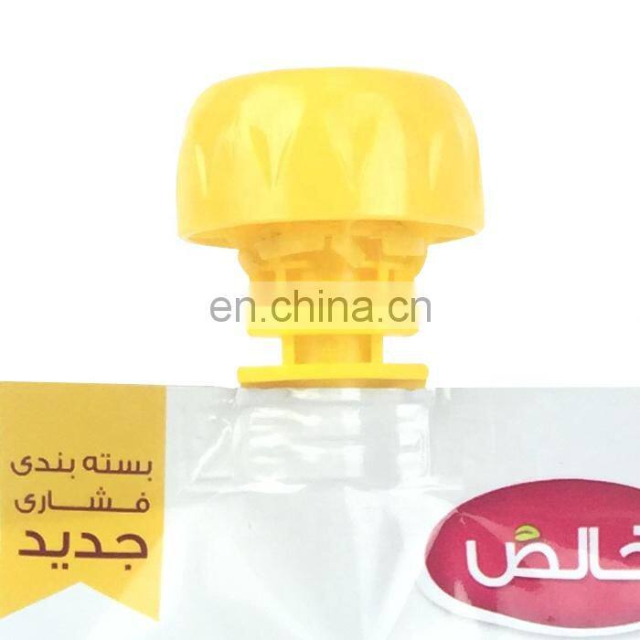 Custom printing tomato ketchup food sachets plastic cap top aluminum foil liquid standing up spout pouch hot sauce packaging bag