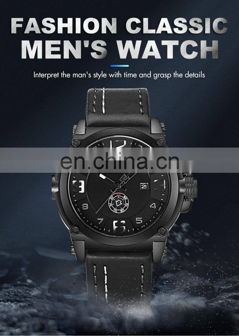 NAVIFORCE 9099 High Quality Japanese Quartz Movement Premium Watches Leather Auto Date Luminous Naviforce Watch Men Logo Watches