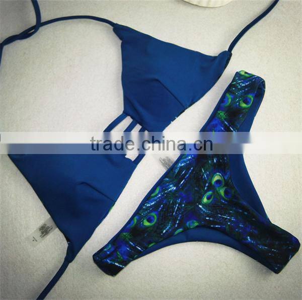 Bikni 2016 New Fashion Women Sexy Reversible Push Up Swimwear Print Bathing Suit Bra Swimsuit