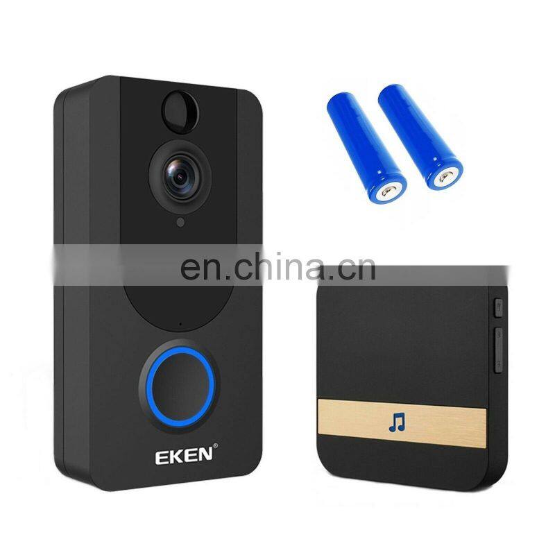2020 Trending Wholesale Phone Intercom Remote Monitoring EKEN V7 1080p WiFi Video Doorbell Camera for House
