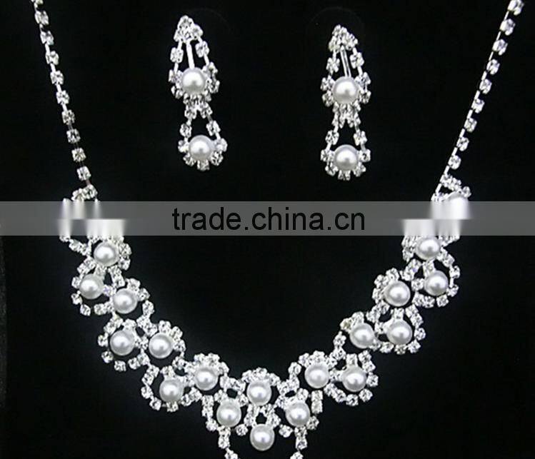 Double-Layer Imitation Pearl Beads Necklace Drop Handmade Jewelry Set